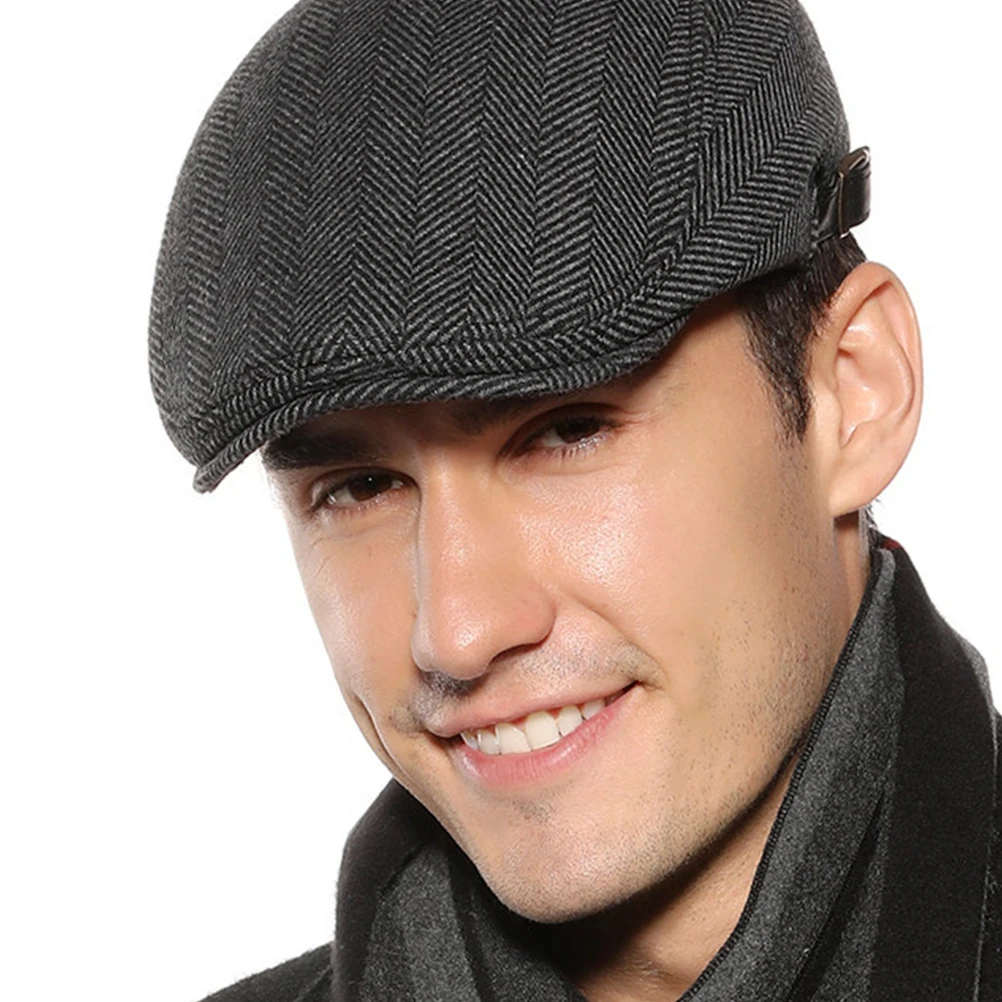 

1pc Men Woolen Beret Newsboy Hat British Style Peaked Cap Vintage Lightweight Warm Headwear Gift For Family Friends
