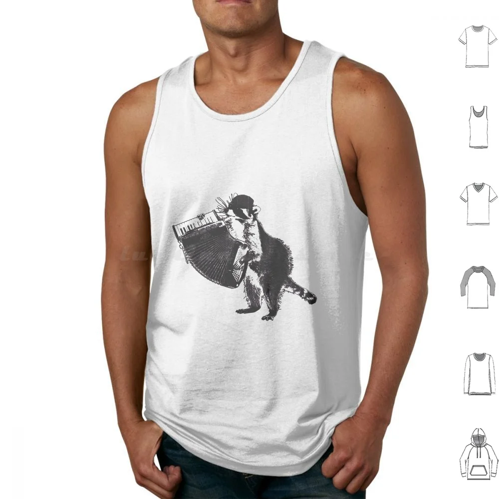 Raccoon Wielding Accordion Tank Tops Vest Sleeveless Raccoon Accordion Accordionist Animal Banksy Cute Graffiti Guardians