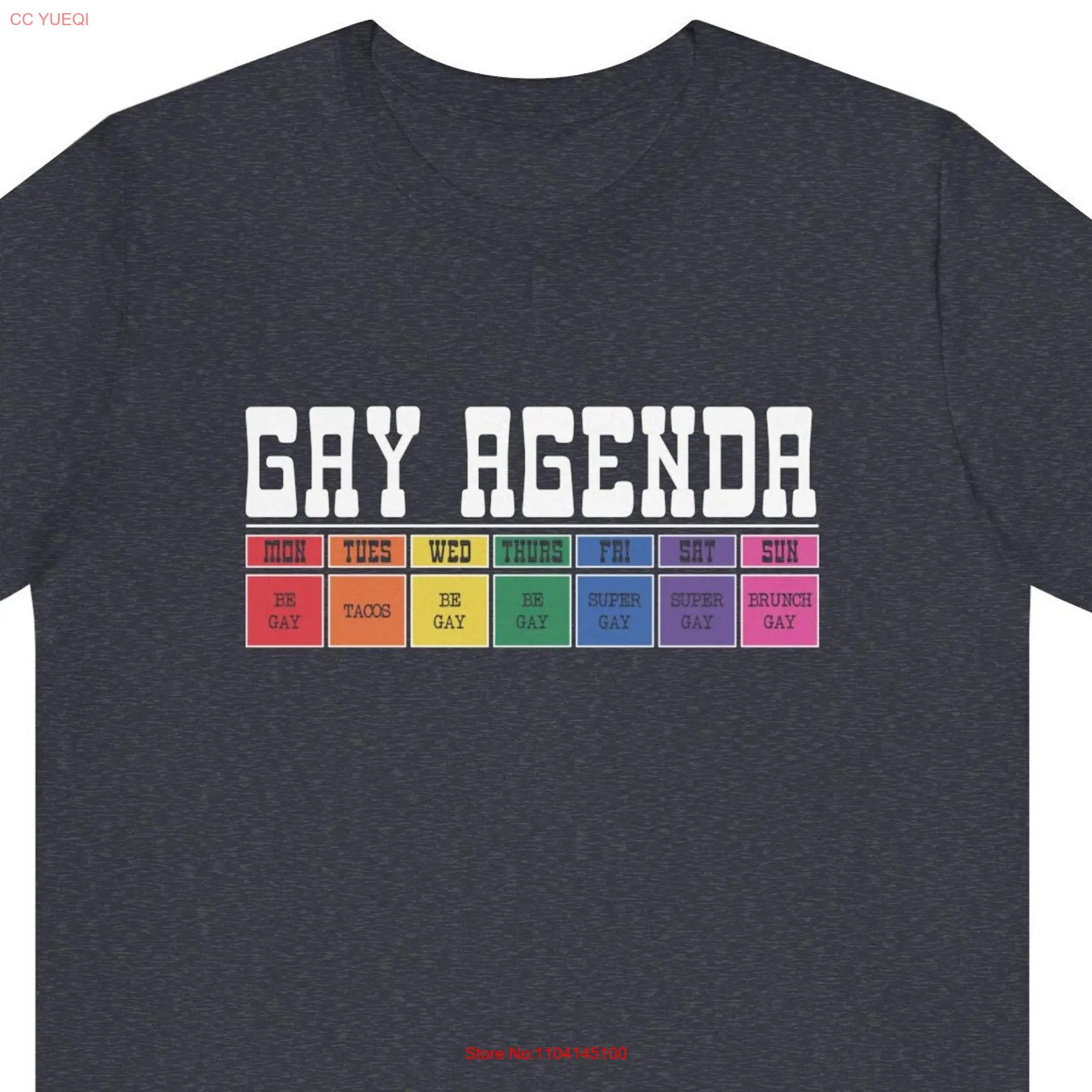 Gay Agenda T Shirt Funny LGBTQ Week Planner long or short sleeves