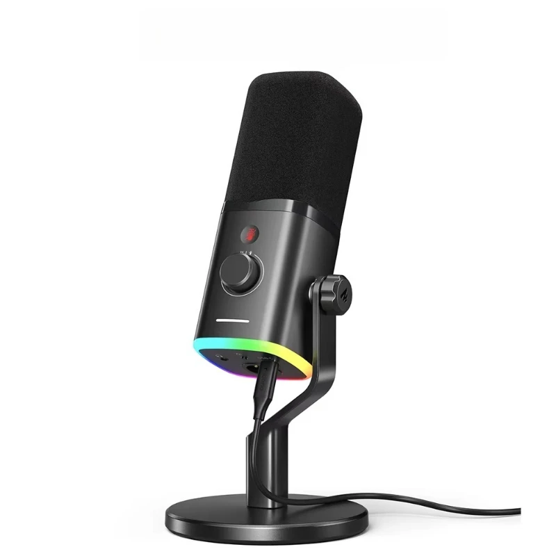 PD100X USB/XLR Dynamic Microphone, RGB Desktop Stand Mic with Mute Button, for PC Gaming Streaming Podcast Recording