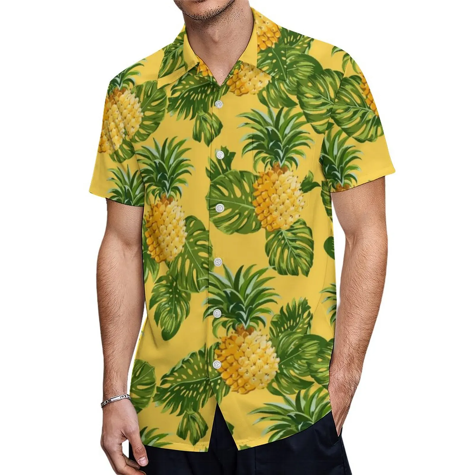 

Hawaiian Summer Men's T-shirt 3D Pineapple Fuirt Print Men's Loose Beach Oversize Short-sleeved T-shirt Top Men's Unisex Sthirts