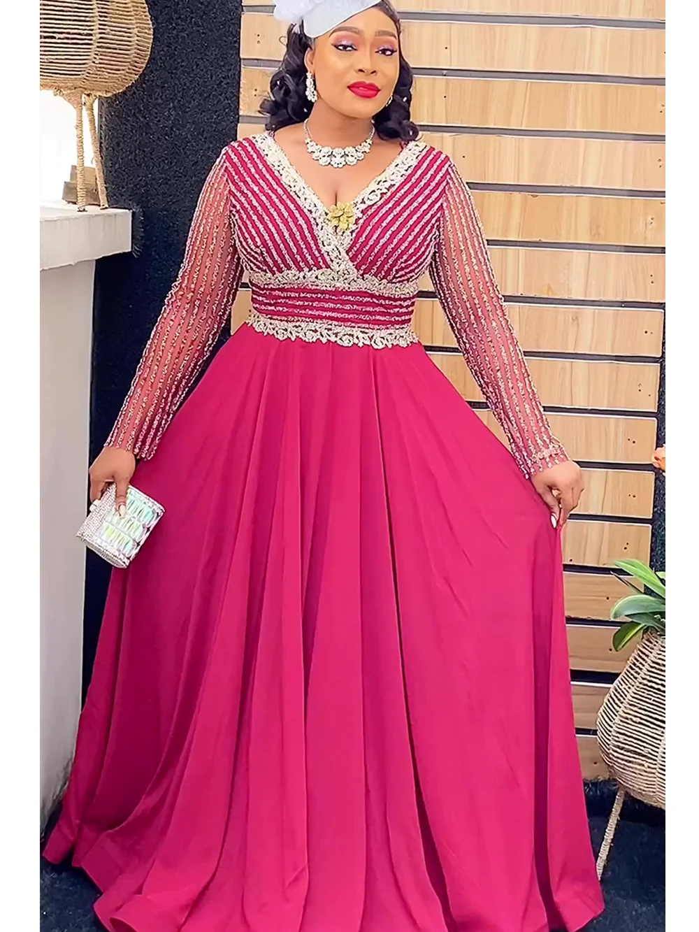 African Dresses for Women 2024 New Fashion Plus Size Sequin Evening Party Long Dress Dashiki Ankara Outfits Robe African Clothes