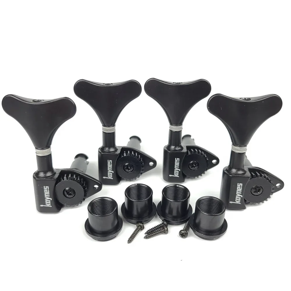 

NEW KAYNES 1:24 Ratio Electric Bass Guitar Machine Heads Tuners Guitar Tuning Key Pegs Open Gear DJ342 Black