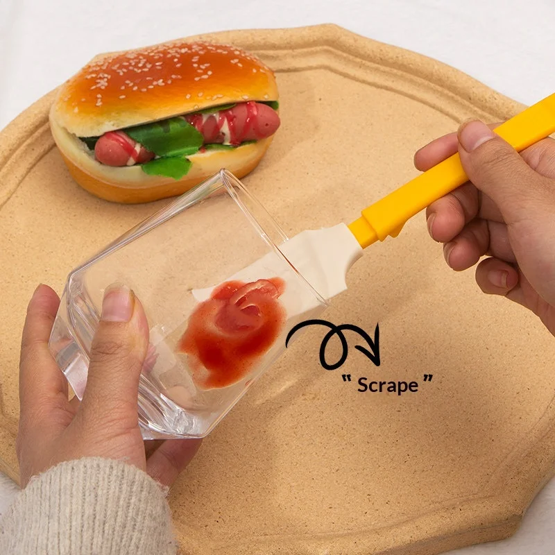 Dual End Silicone Jar Scraper Spatula Butter Jam Spreader Reusable Kitchen Baking Tool for Bottle Residue Cleaning