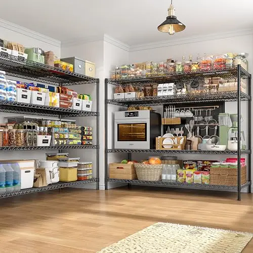 

5-Tier Heavy Duty Metal Wire Storage Shelf Unit 55.5 Inch Wide Adjustable Pantry Garage Rack 3200 Lbs Capacity