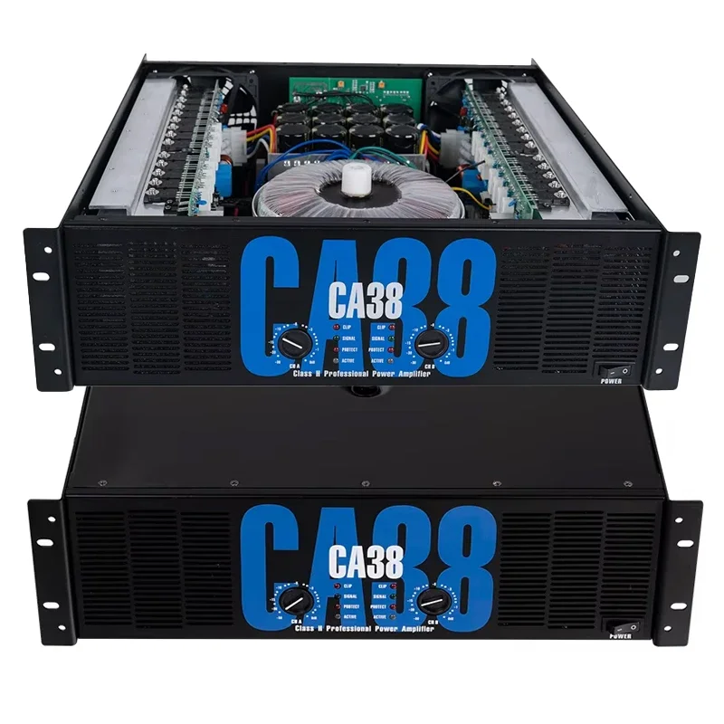 CA38 3U PA Professional Bass Amplifier Class H Sound Equipment With 8 Ohm Impedance Metal Shell Stereo Audio Speaker