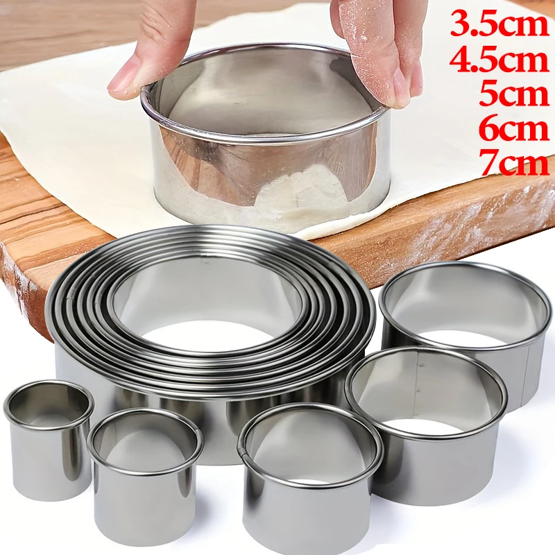 Stainless Steel Round Biscuit Mold Cookies Cutter DIY Cake Cookie Mousse Mold Home Kitchen Professional Baking Dough Supplies