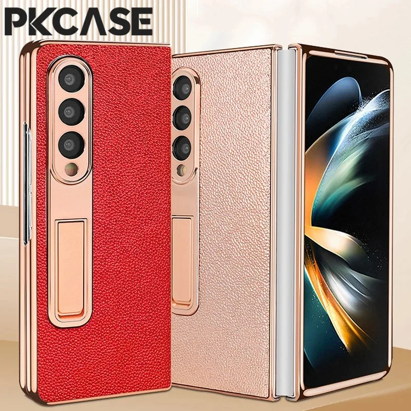 

Hidden Stand Leather Phone Case Suitable For Samsung Galaxy Z Fold5 Z Fold4 Z Fold3 Anti Fingerprint Shockproof Bracket Leather