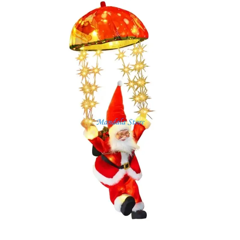 U2JC Festival Flying Santa LED Light Battery Powered for Window Roof Fence Decoration