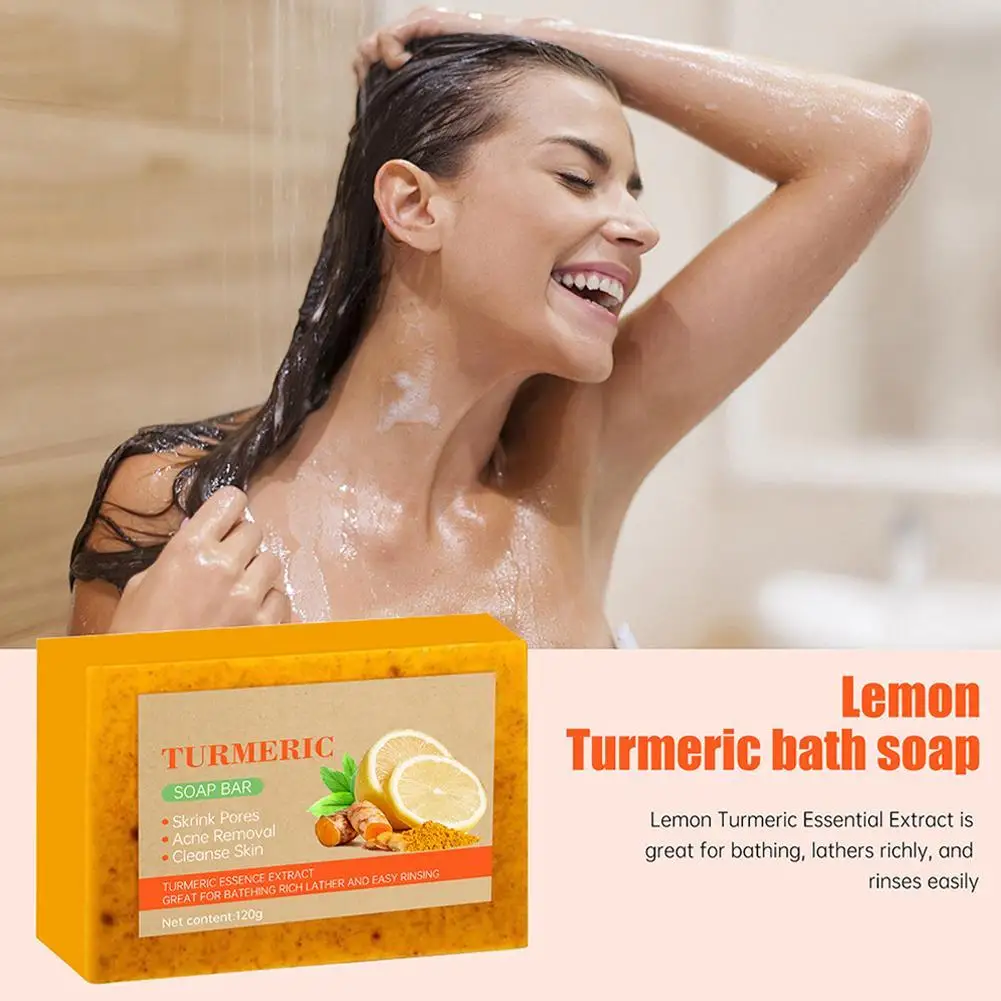 

100g Lemon Turmeric Kojic Acid Soap Natural Brightening Improves Dull Skin Gentle Clean Oil Control Face Skin Care