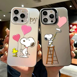 Comic S-Snoopy Art For iPhone Apple 15 14 13 12 11 XS XR X 8 7 Pro Max Plus Colorful Silver Shockproof Phone Case Shockproof