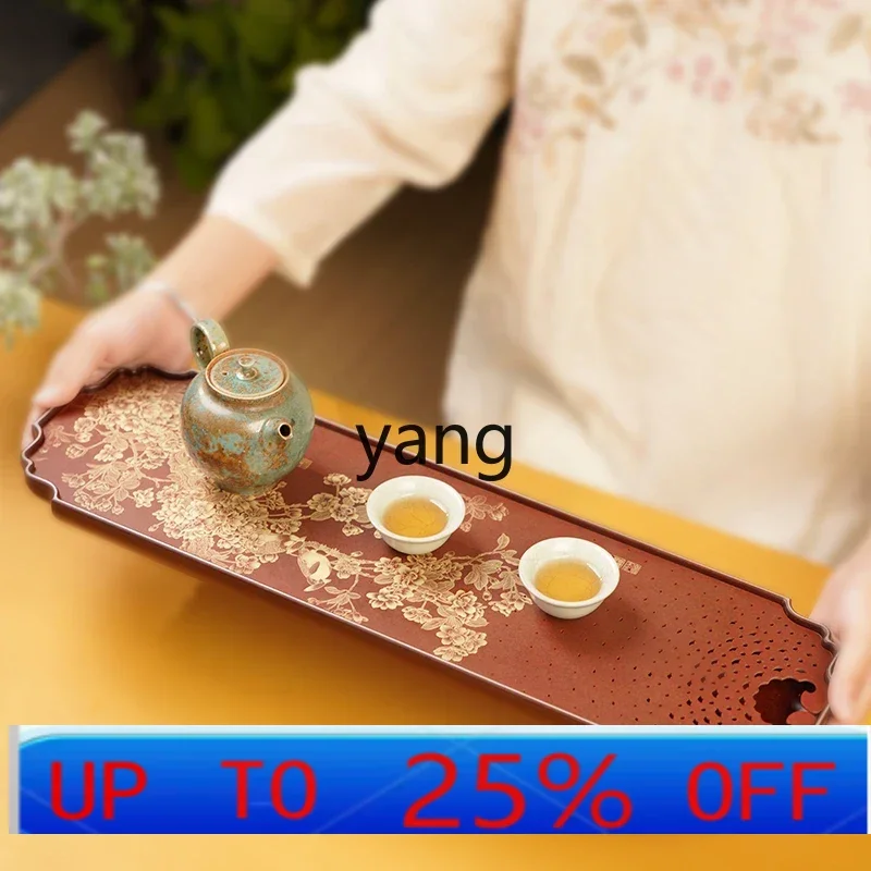 LH high-grade copper tea tray, bakelite drain tea table, embedded tea tray, solid wood household