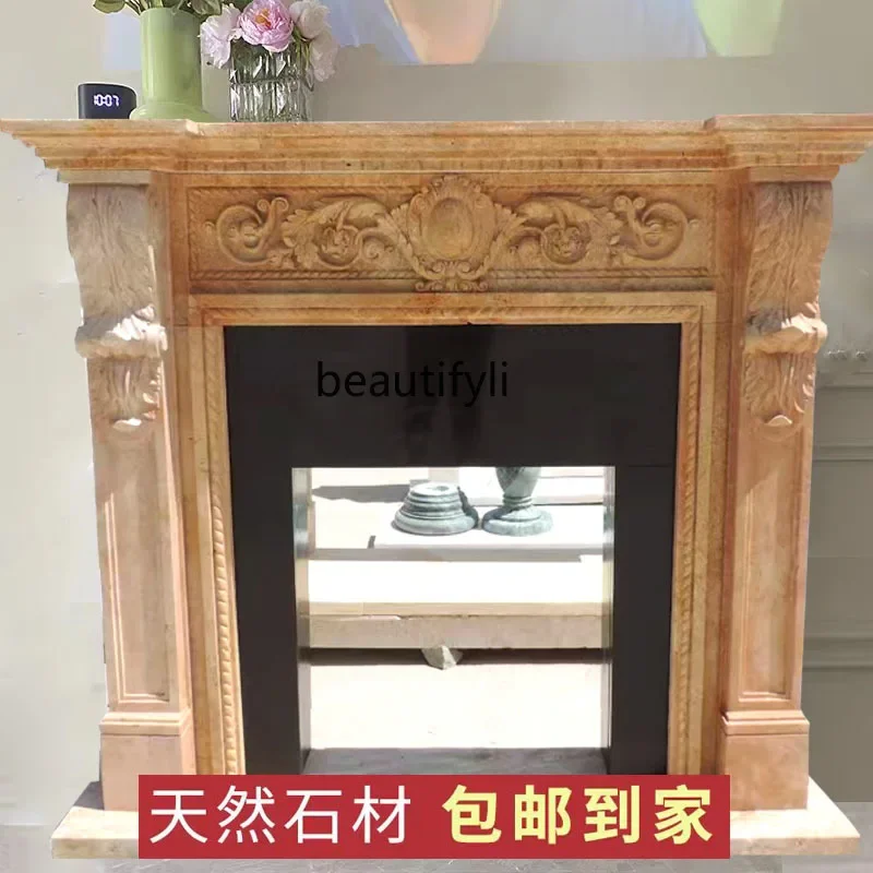A95 Marble mantel European carved living room ornament natural marble stone fireplace
