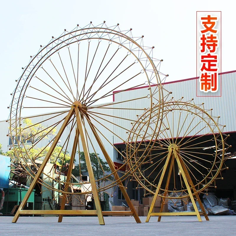 Wedding Large Iron Ferris Wheel Decoration Model Rotating Floor standing Outdoor Decoration Hotel Props Wedding Decoration