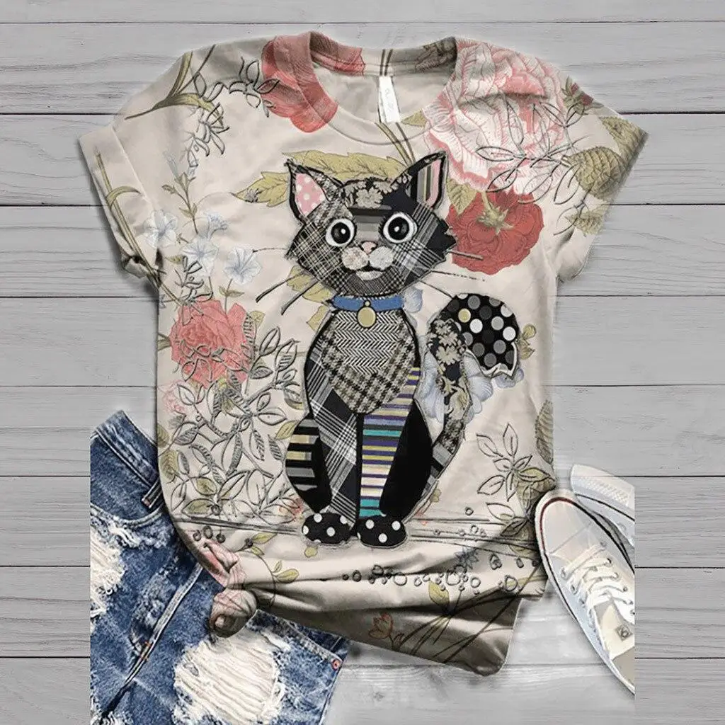 Dog Cat Cow 3D Print Animal Tees Summer Women's T Shirt Casual O-Neck Short Sleeve T-Shirts Y2k Tops Harajuku Female Clothing