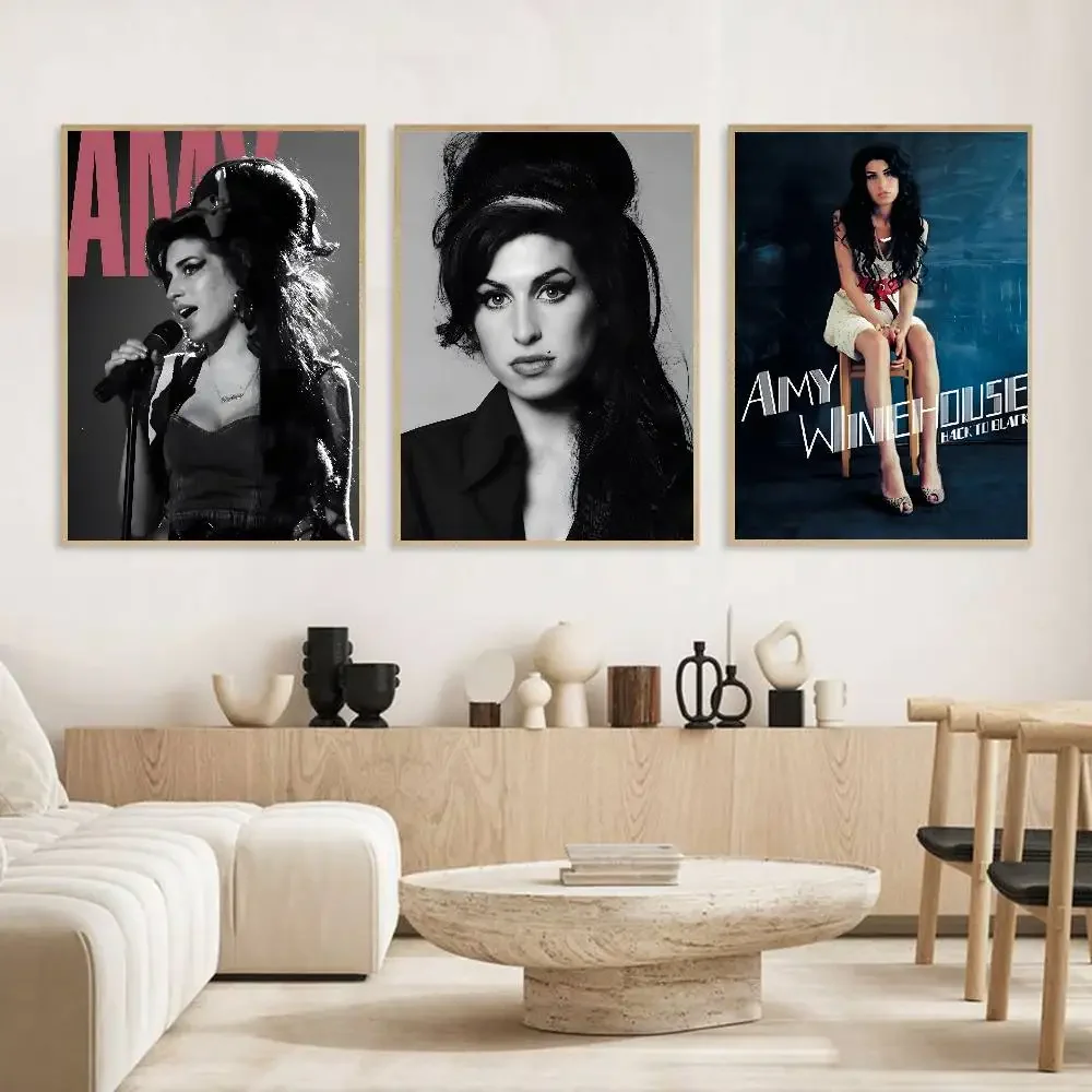 ملصق Beauty Woman Amy Winehouse Singer Star ملصق عالي الدقة ذاتي اللصق مقاوم للماء مثالي لتزيين غرفة المعيشة وغرفة النوم #3