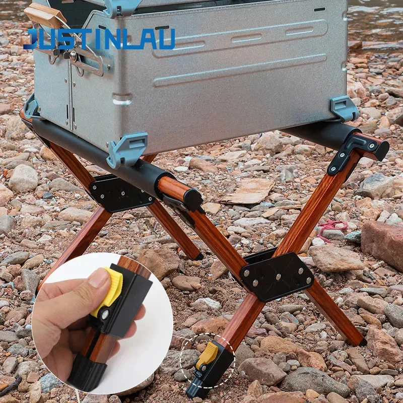 JUSTINLAU Portable Adjustable Foldable Camping Storage Rack Insulated Box Rack Outdoor Camping Anti Slip Rack Outdoor Tools