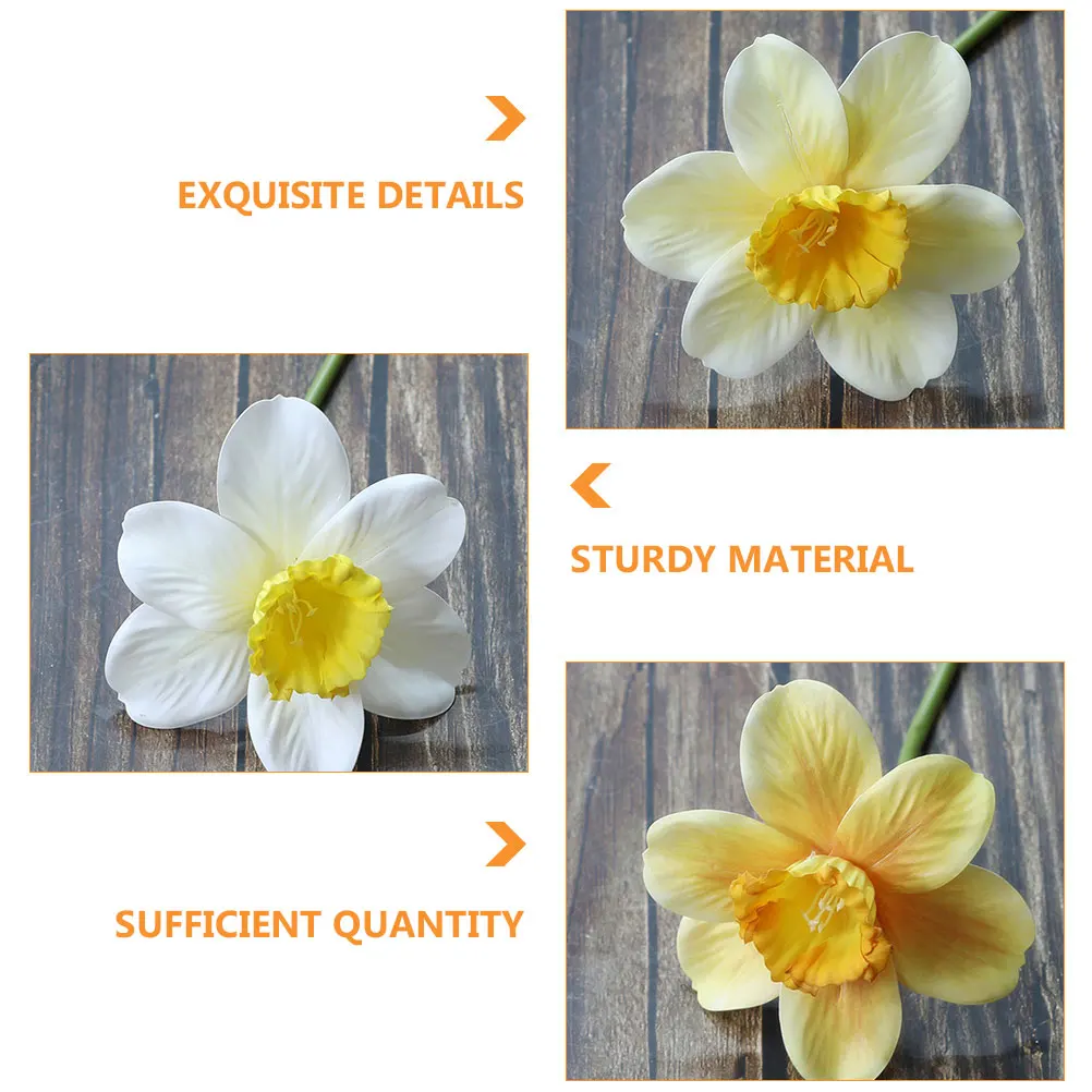 

9pcs Artificial Daffodil Flowers Fake Simulated Floral Decor Premium Plastic Home Office Hotel Decoration Natural