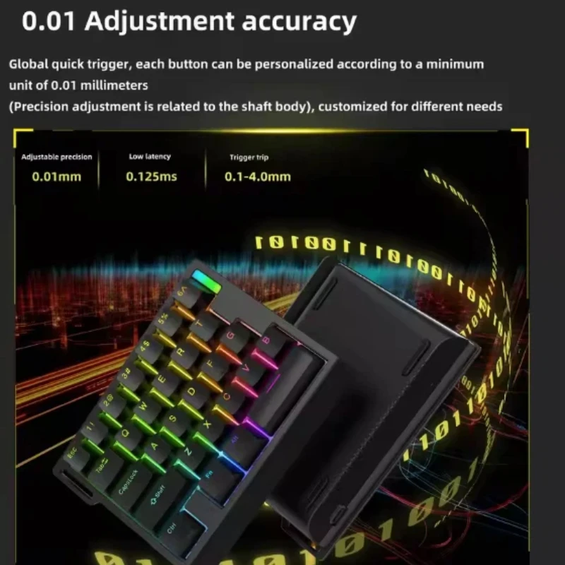 HE30 One Hand Magnetic Axis Gaming Keyboard Adjustable Sensitivity Compact Mini Keypad Pbt Keycaps For Fps Shooting Pc Esports