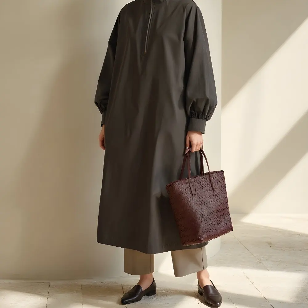 فستان أنبوبي مستقيم فضفاض ملابس الخريف والشتاء تنورة متوسطة الطول نمط غير رسمي لا يتطلب الديكور