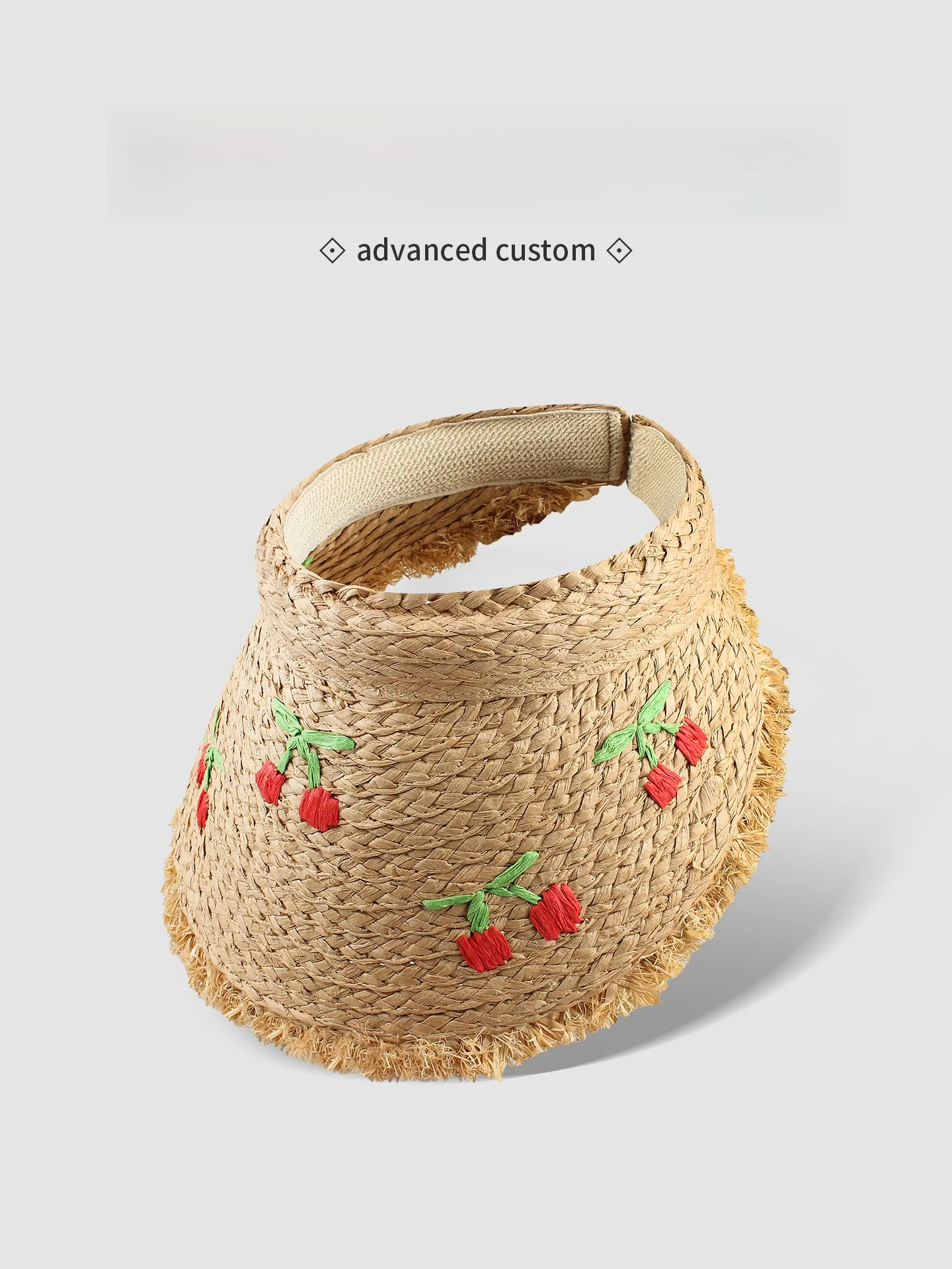 sun-protection-handmade-straw-hat-women's-summer-beach-vacation-large-brim-hat-empty-top-capillary-breathable-outdoor-hat