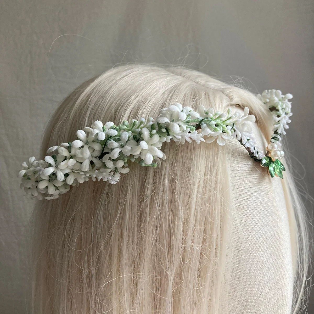 Elven Tiara Lily of the Valley Flower Crown Whit Woodland Flower Tiara Fairy Floral Crown Elf Headpiece For Boho Wedding