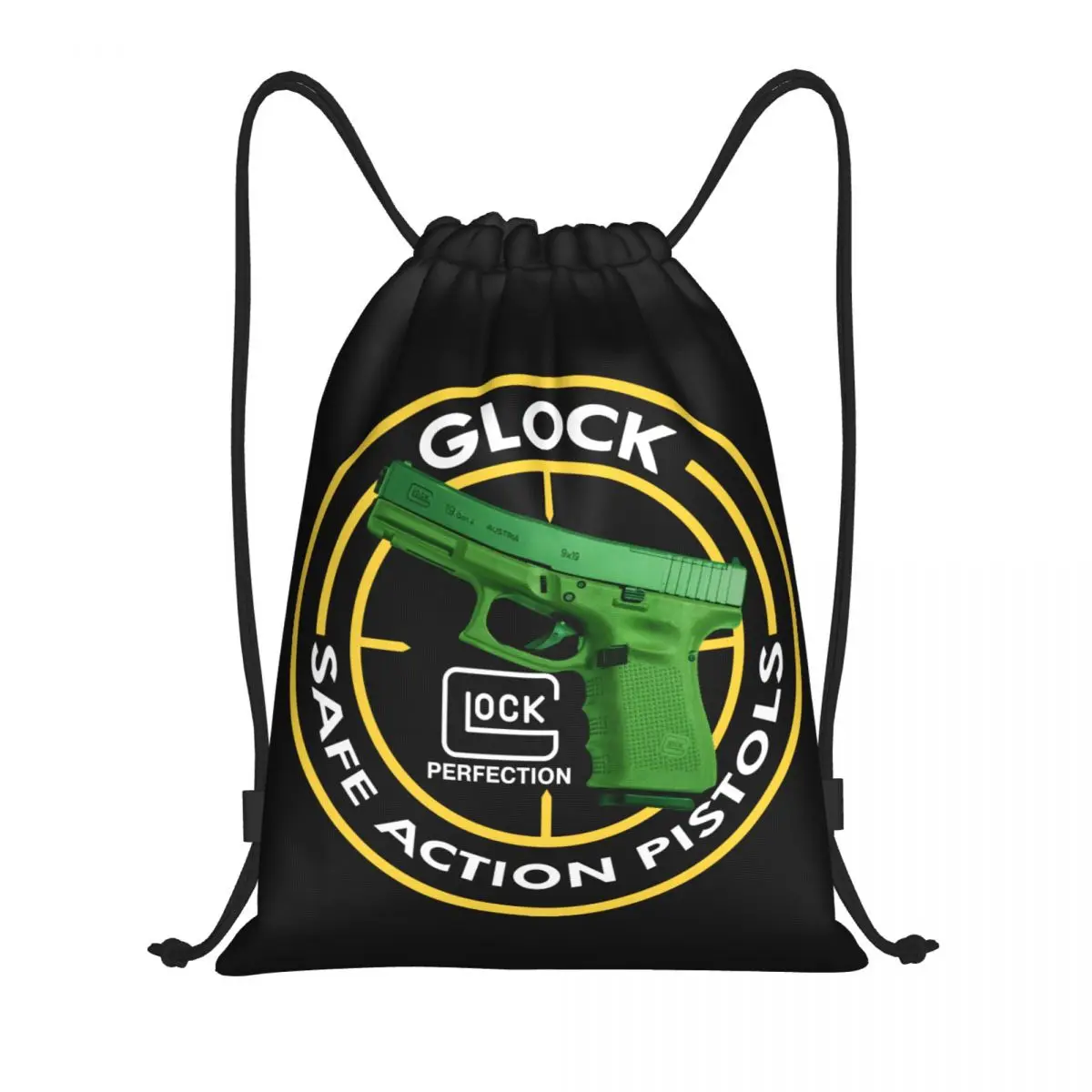 

Cool Glock 19 Drawstring Backpack Women Men Gym Sport Sackpack Portable USA Handgun Pistol Training Bag Sack