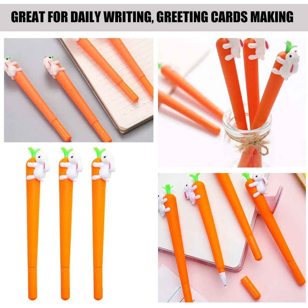 

24Pcs Adorable Easter Carrot Gel Ink Pens 0.5mm Black for Writing Crafting Gift