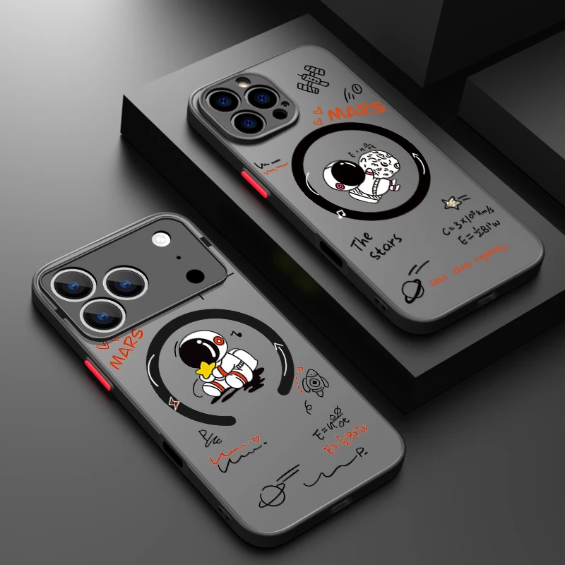 Magnetic For Magsafe Astronaut Phone Case For iPhone Air 16e 17 16 15 Pro Max 14 13 12 Pro 11 16 15 Plus Shockproof Matte Cover