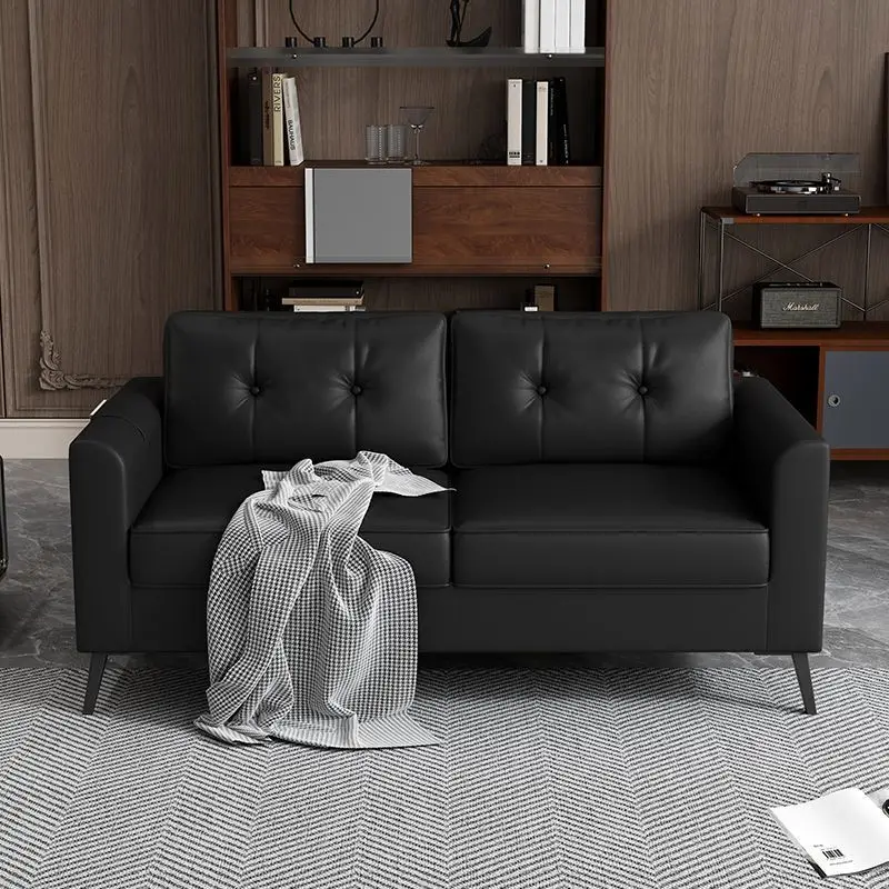 

Pibu Apartment Sofa Small Apartment Rental Clothing Store Beauty Salon Rest Area Reception Double Black Sofa