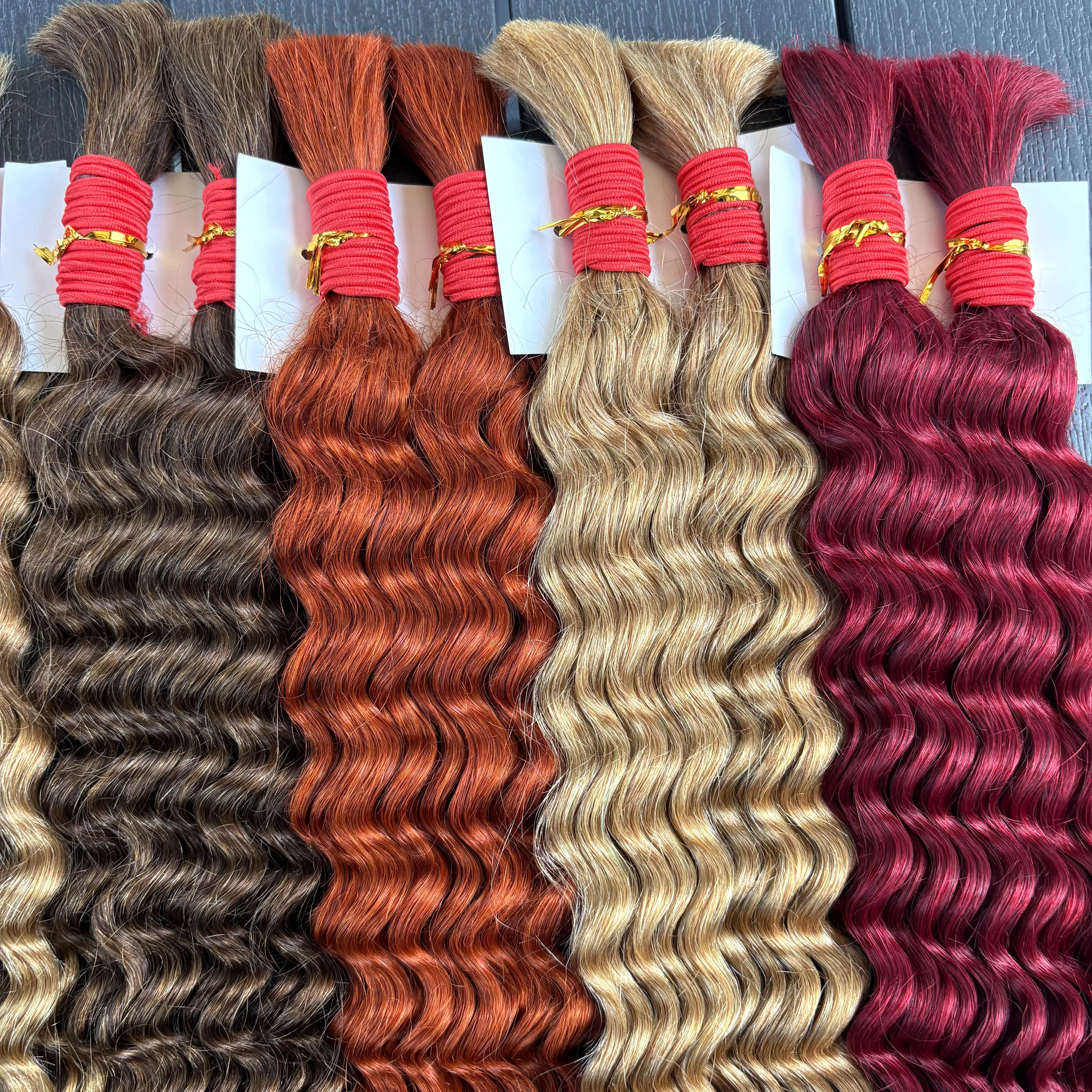 22 24 Zoll tief gewelltes Echthaar für Boho-Zöpfe, kein Schuss, gefärbt, 100 % 12A Echthaar, lockige Bulk-Extensions zum Flechten – Detail 3