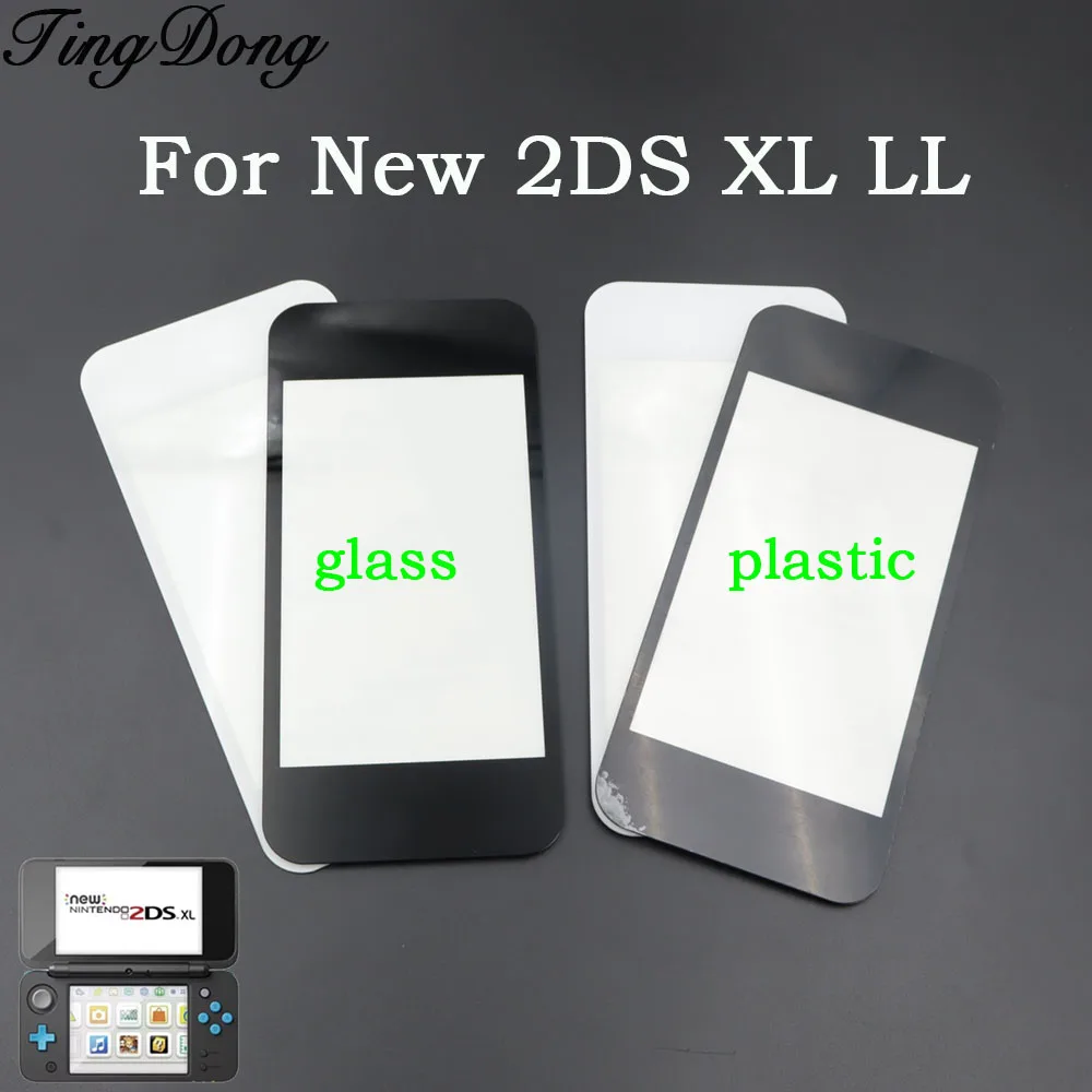 1 Set Schwarz-Weißes Oberes LCD-Bildschirmglas für NEUE 2DS XL/LL Konsole Vorderer Bildschirmschutz & Oberes und Unteres Bildschirmfolie