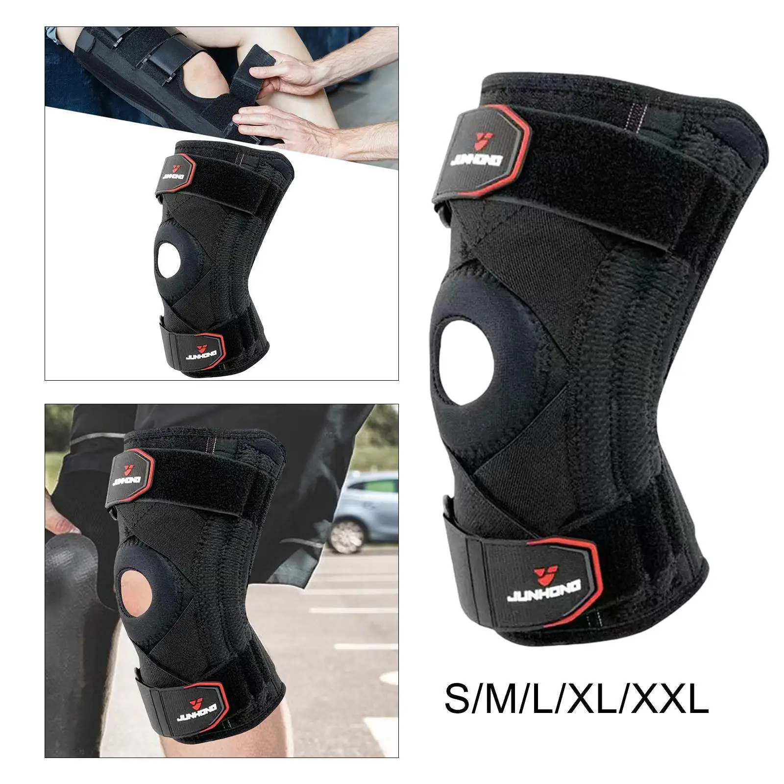 Knee Brace Professional for Men Women with Side Stabilizers Compression Knee Sleeve for Sports Gym Volleyball Working Out Hiking