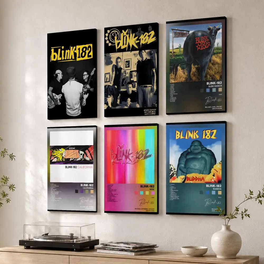 Rock Band B-Blink 182 Framed Wall Painting Wood Canvas Poster For Living Room Bedroom Hallway Office Home Decor Gift