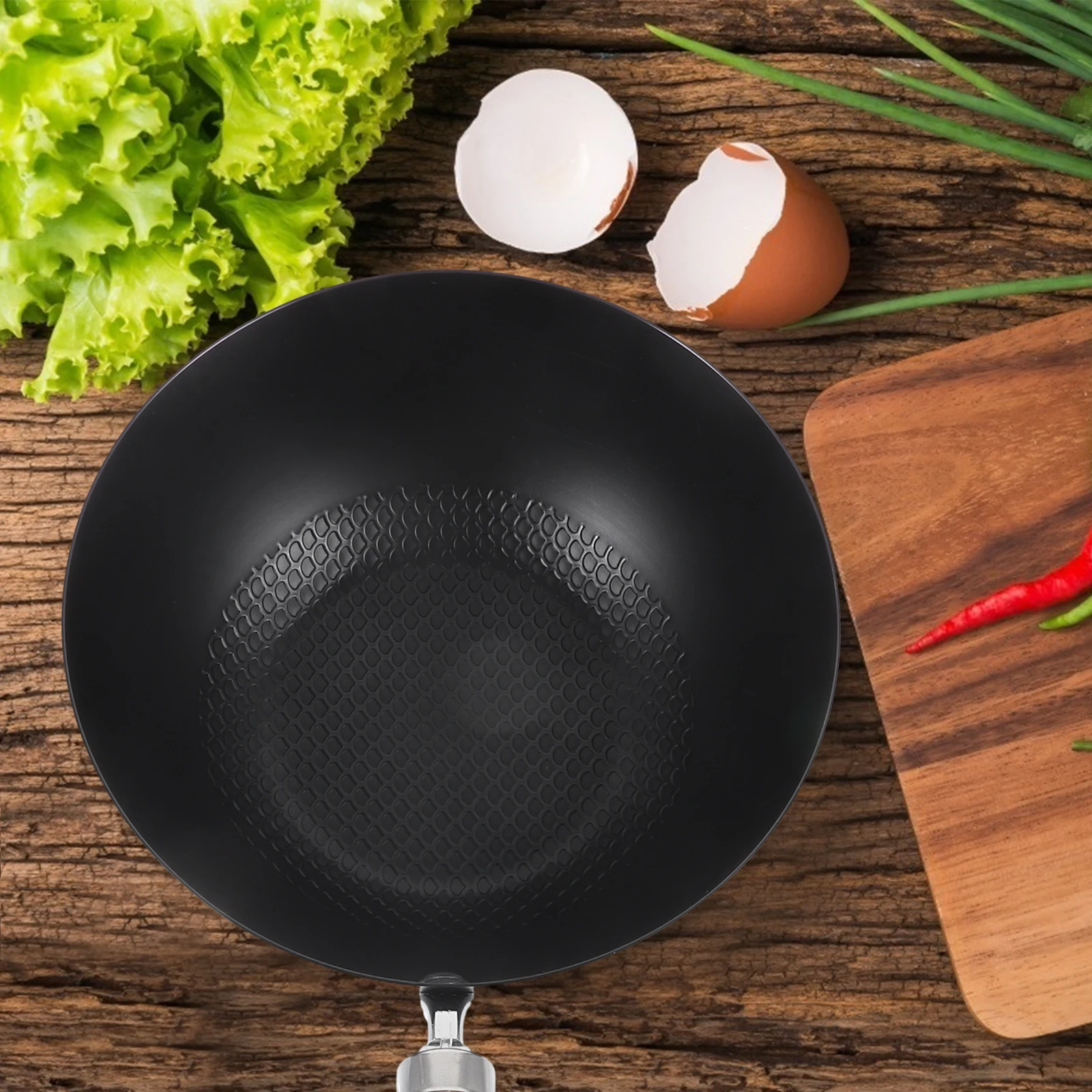 

1pc Small Iron Wok For Gas Stove Non-Stick Frying Pan Kitchen Cookware For Home Restaurant Use Wok Stir-Fry Pan