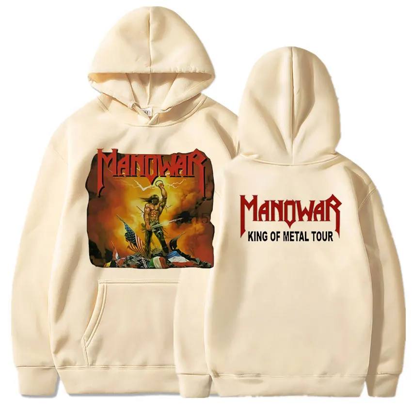 Rare Manowar Kings of Metal VTG 1989 Hoodie Cotton Mens Fashion Streetwear Hoody Tops