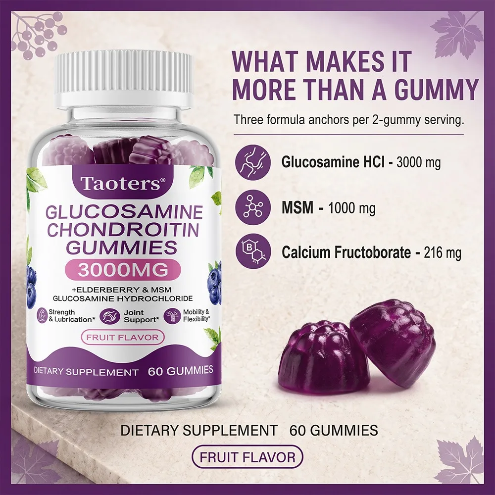 Glucosamine Chondroitin Gummies-3000MG Extra Strength Supplement with MSM & Elderberry, Flexibility, Antioxidant Immune Support