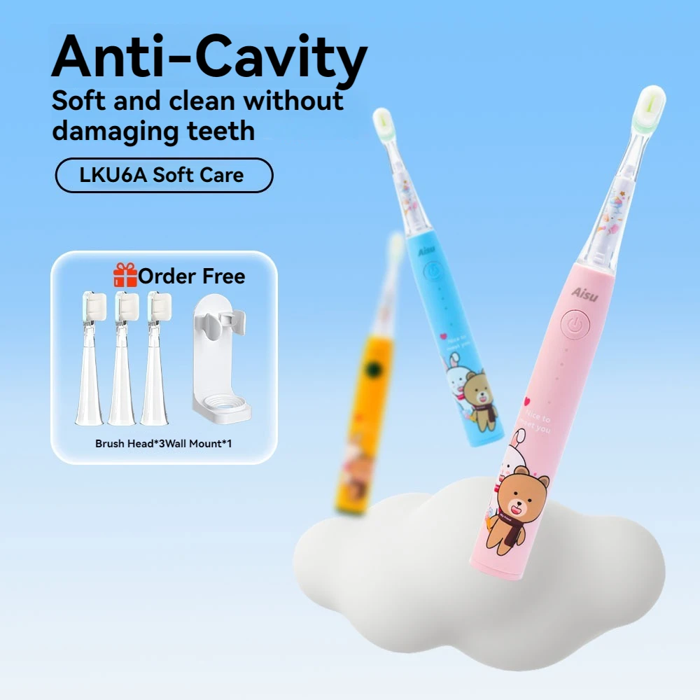 Children's electric toothbrush ultrasonic intelligent type-c rechargeable DuPont Soft bristles sensitive baby 3-12 years old