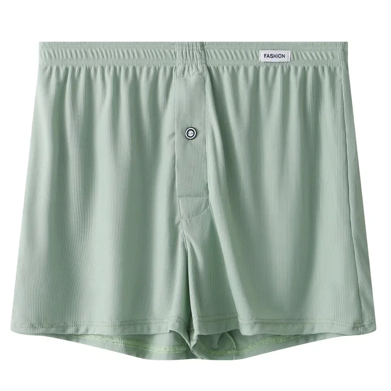 Men's Casual Shorts Sumemr Ribbed Ice Silk Thin High Elastic Soft Quick Dry Sports Trunks Loose Homewear Aro Pant Sleep Pajamas