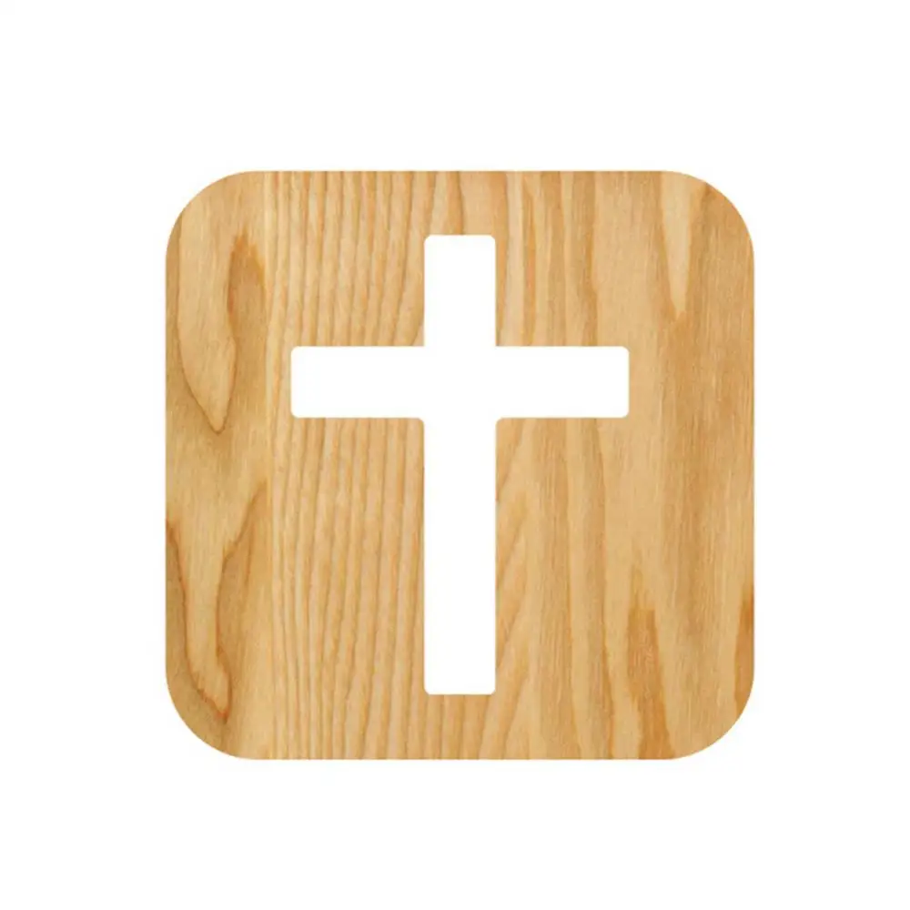 Led Light Christian Wooden Cross Ornaments USB LED Night Light Table Decoration Christian Standing Church Cross Miniatures