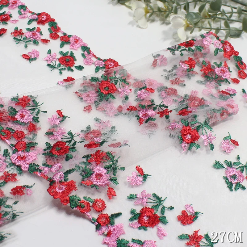 15/19yards Two Tones Floral Embroidery Lace Trim For Skirt Hem Clothes Sewing Material DIY Apparel Dress Fabric High Quality