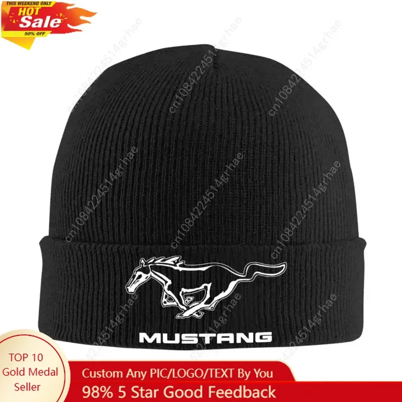 

M-Mustang Beanie Hats Unisex Bonnet Hats Knit Hat Skullies Beanies Autumn Winter Warm Head Wrap Caps Streetwear Custom