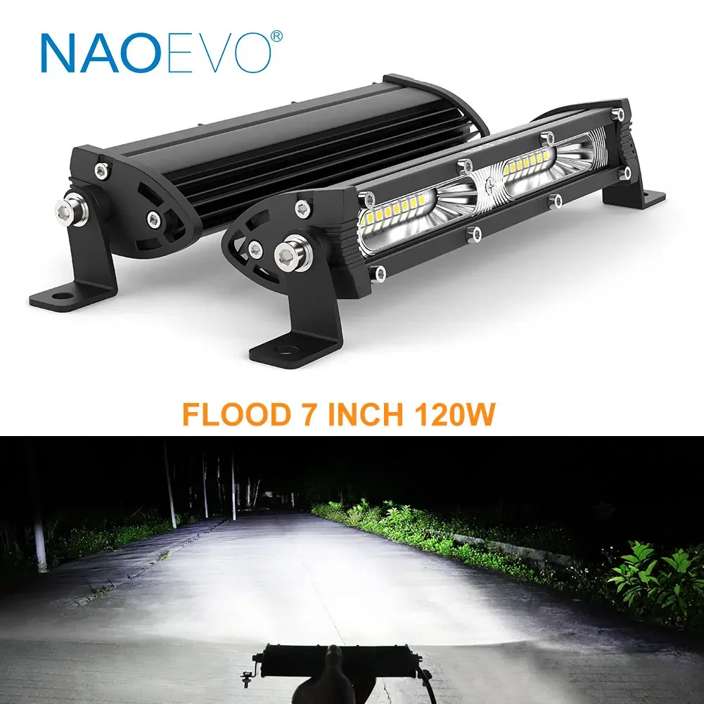 NAOEVO 4x4 Off road Led Light Bar Super Slim 120W 12V 24V 7 12 inch Driving Fog LED Work Lamp For Auto ATV SUV Tractor Boat Jeep