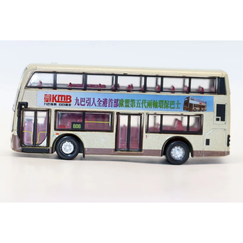 Diecast escala 1:64 Tiny 18 Kowloon Hong Kong KMB ADL de dos pisos Blue Bay Península aleación autobús modelo coleccionable juguete para regalo