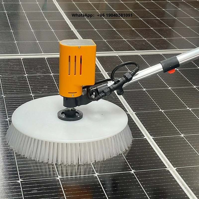 Electric High Pressure Solar Panel Cleaning Brush Machine with Telescopic Pole and Stainless Steel Head