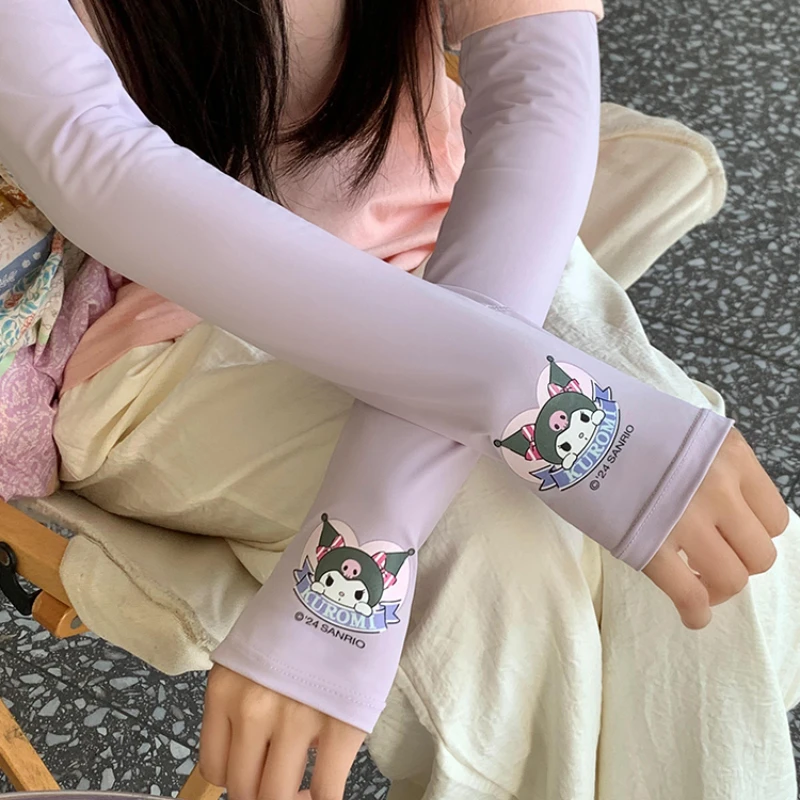 Sanrio Kuromi Kids Sun Sleeves UPF50+ Adjustable Cooling Arm Covers Summer UV Protection for Girls with Breathable Mesh Outdoor