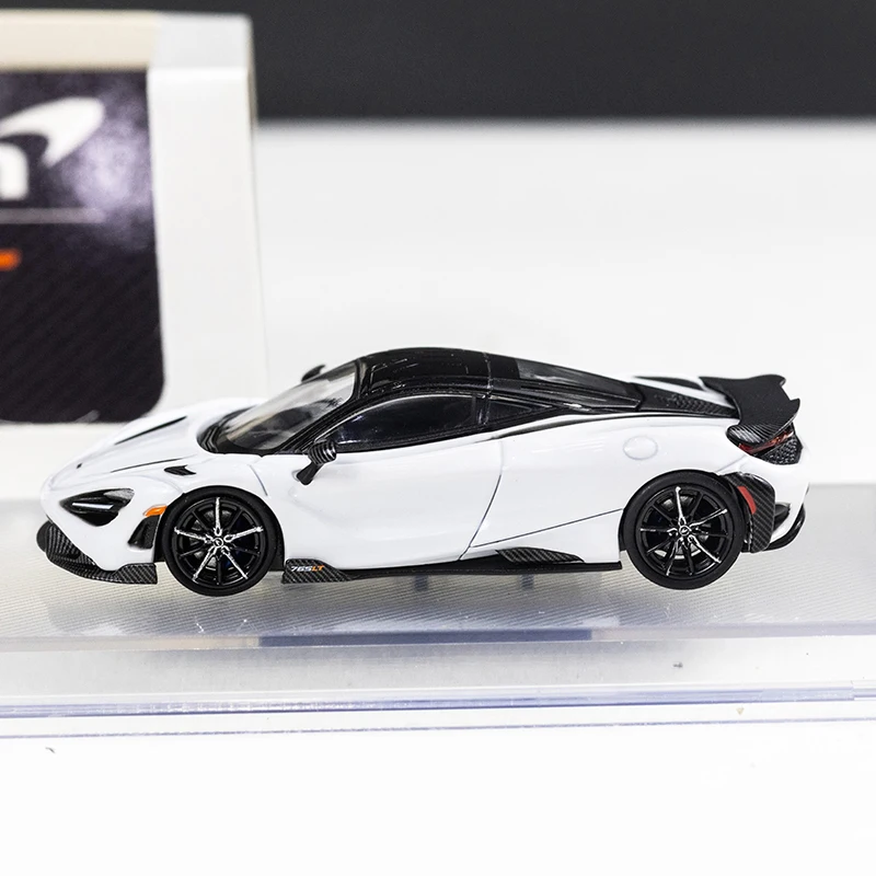 CM MODEL 1:64 765LT White with carbon hood White Diecast Model Car