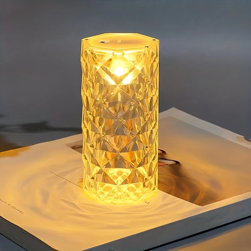 Romantic Valentine\'s Day Rose Crystal Diamond Bedside Table lamp for bedroom decor aesthetic Romatic Stand table night LED Lamp