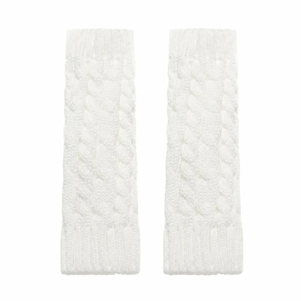 Winter Arm Warmers Fingerless Gloves Twist Elastic Long Knitted Gloves Thick Warm Button Mitten