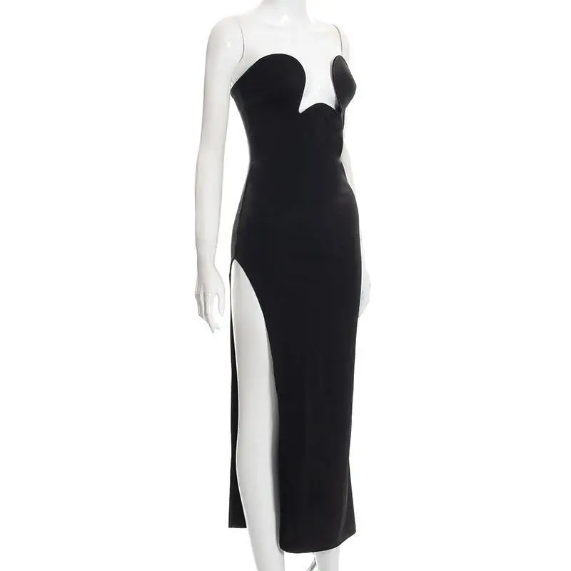 2025 new, strapless dress, slim side high slit low-cut design sexy jumpsuit, party evening dress